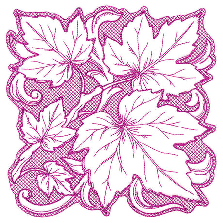 Maple Leaves in Autumn Square (Trapunto)