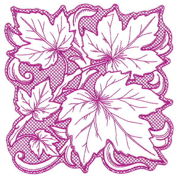 Maple Leaves in Autumn Square (Trapunto)