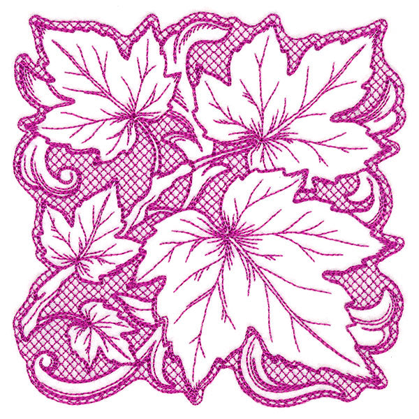 Maple Leaves in Autumn Square (Trapunto)