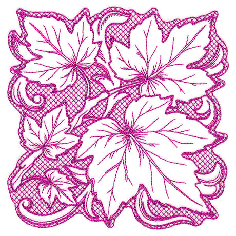 Maple Leaves in Autumn Square (Trapunto)