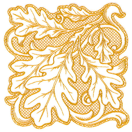 Oak Leaves in Autumn Square (Trapunto)