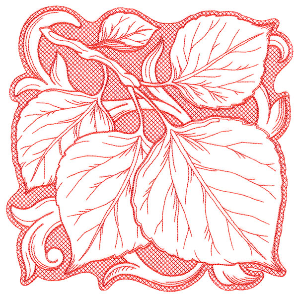 Aspen Leaves in Autumn Square (Trapunto)