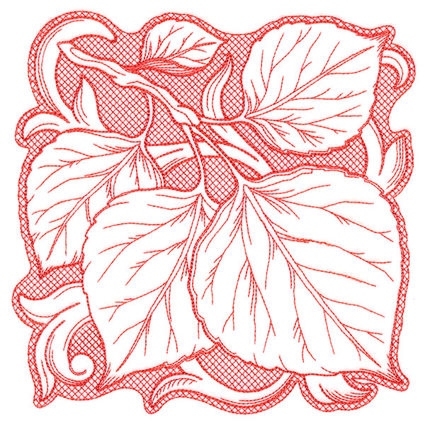 Aspen Leaves in Autumn Square (Trapunto)