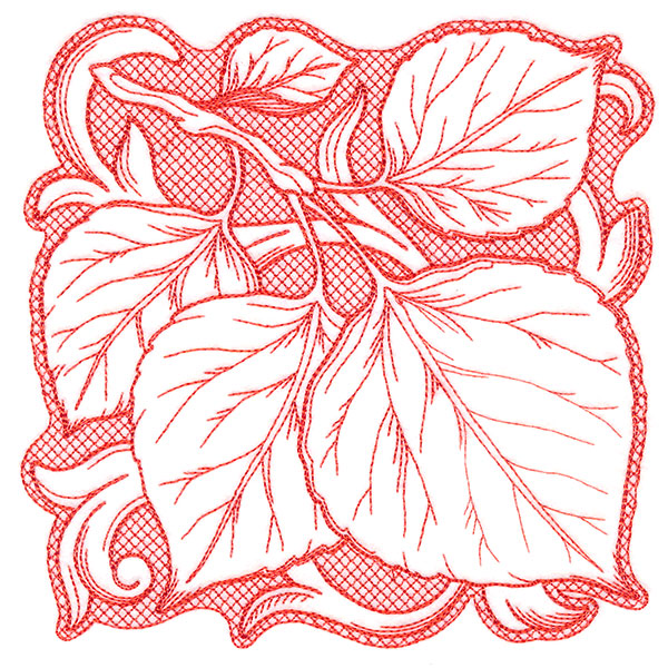 Aspen Leaves in Autumn Square (Trapunto)