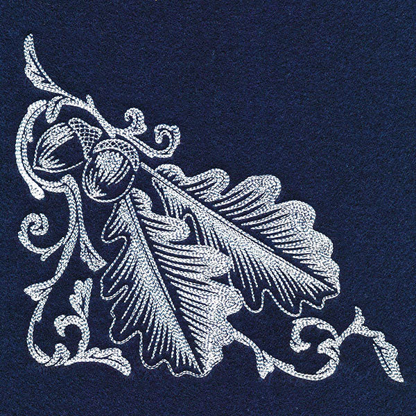 Autumn Splendor - Acorns & Leaves Corner Etching