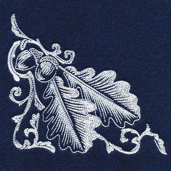 Autumn Splendor - Acorns & Leaves Corner Etching