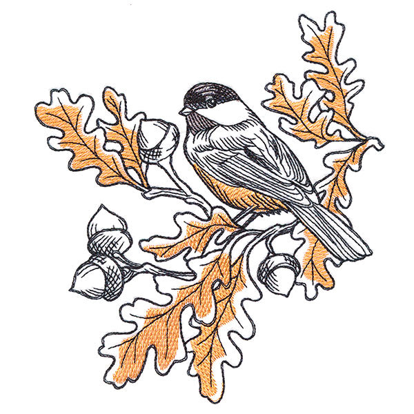 Autumn Leaves Chickadee