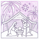 Serene Nativity Scene Square (Trapunto)