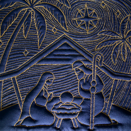 Serene Nativity Scene Square (Trapunto)