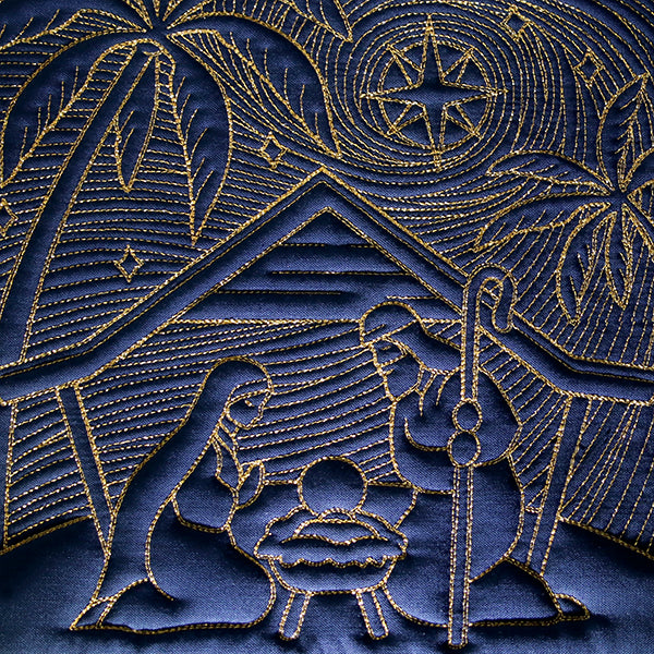 Serene Nativity Scene Square (Trapunto)