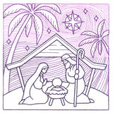 Serene Nativity Scene Square (Trapunto)