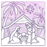 Serene Nativity Scene Square (Trapunto)