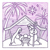Serene Nativity Scene Square (Trapunto)