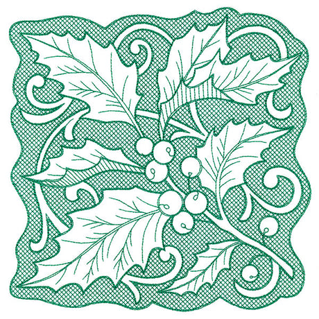 Holly of Christmas Square (Trapunto)