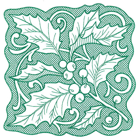 Holly of Christmas Square (Trapunto)