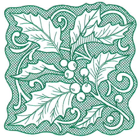 Holly of Christmas Square (Trapunto)
