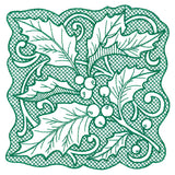 Holly of Christmas Square (Trapunto)