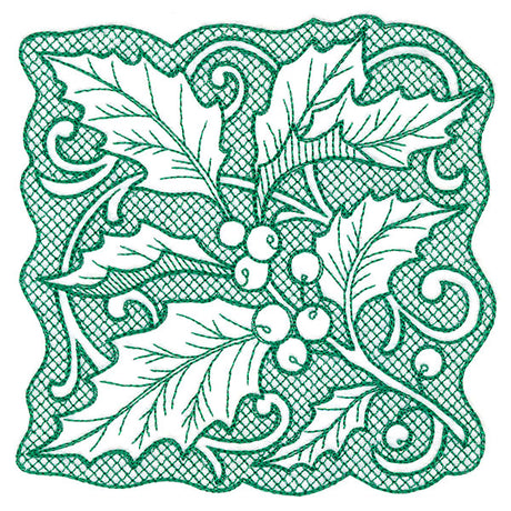 Holly of Christmas Square (Trapunto)