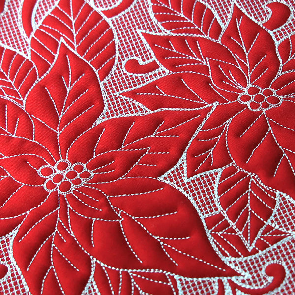 Poinsettias of Christmas Square (Trapunto)