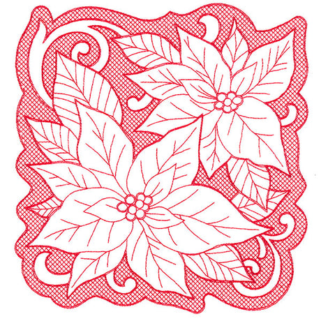 Poinsettias of Christmas Square (Trapunto)