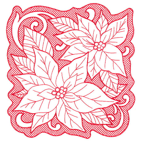 Poinsettias of Christmas Square (Trapunto)