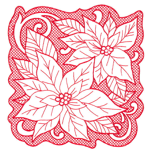 Poinsettias of Christmas Square (Trapunto)