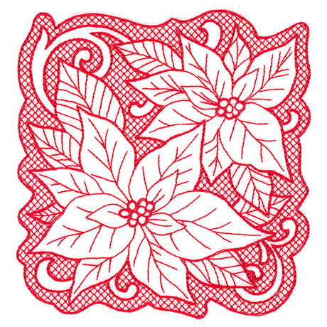Poinsettias of Christmas Square (Trapunto)