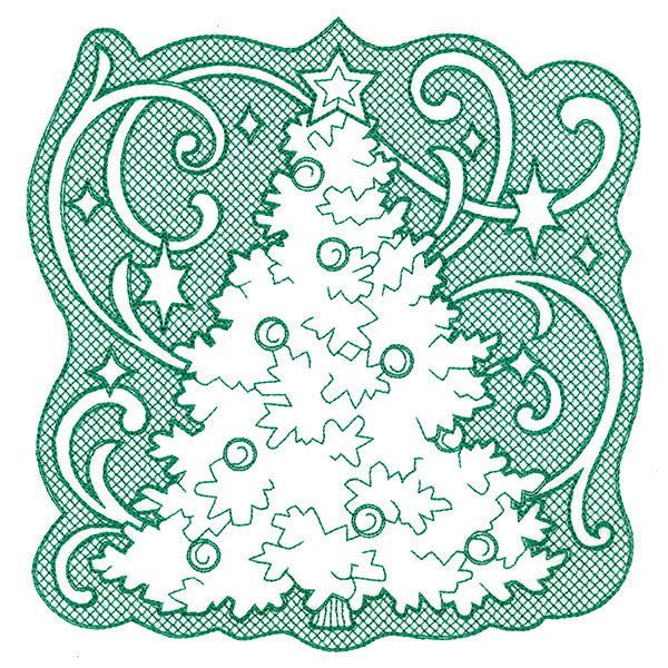 Tree of Christmas Square (Trapunto)