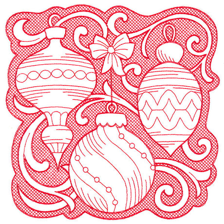 Ornaments of Christmas Square (Trapunto)