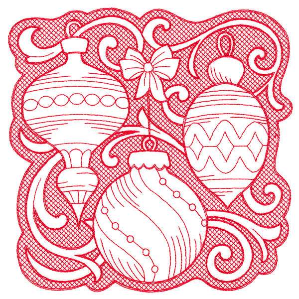 Ornaments of Christmas Square (Trapunto)
