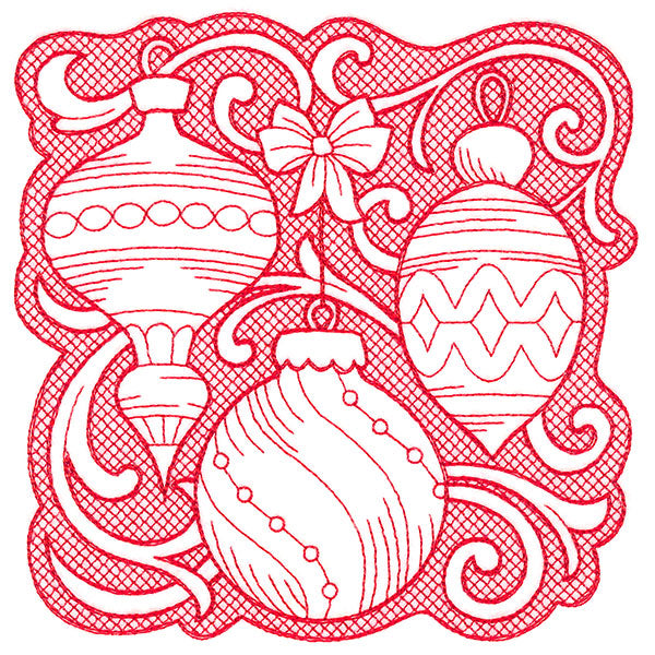 Ornaments of Christmas Square (Trapunto)