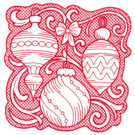 Ornaments of Christmas Square (Trapunto)
