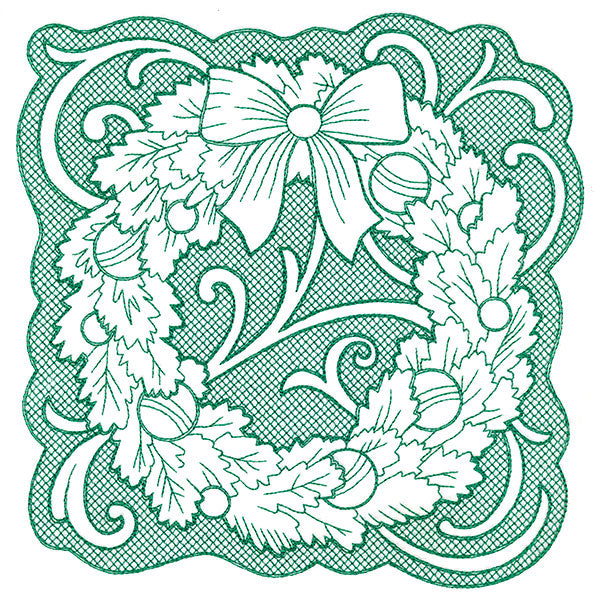 Wreath of Christmas Square (Trapunto)