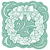 Wreath of Christmas Square (Trapunto)