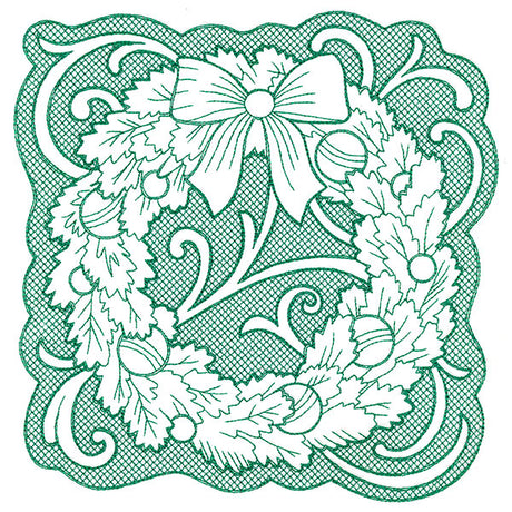 Wreath of Christmas Square (Trapunto)
