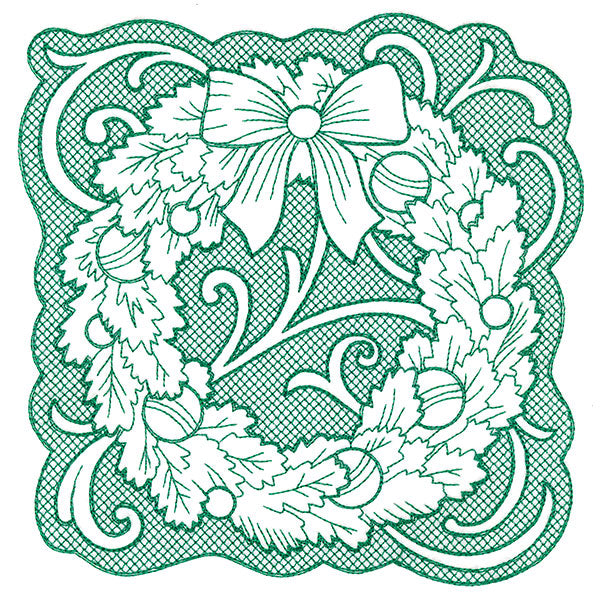 Wreath of Christmas Square (Trapunto)