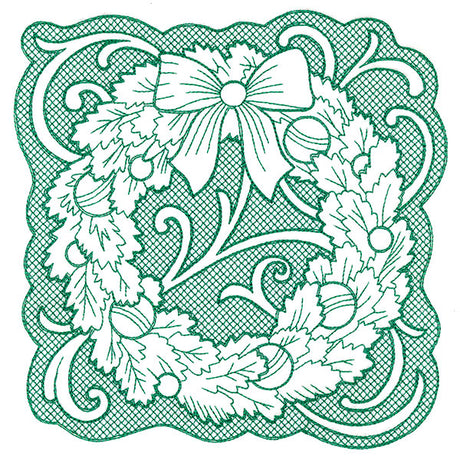 Wreath of Christmas Square (Trapunto)
