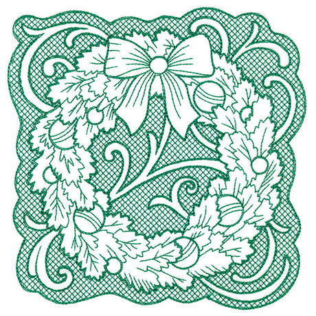 Wreath of Christmas Square (Trapunto)