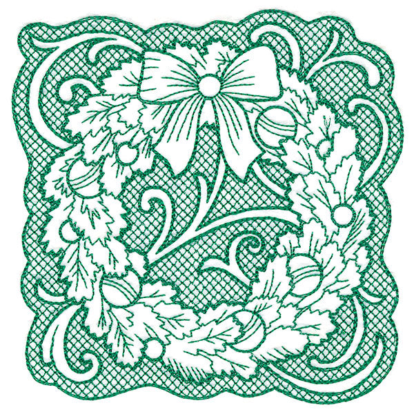 Wreath of Christmas Square (Trapunto)