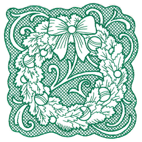 Wreath of Christmas Square (Trapunto)
