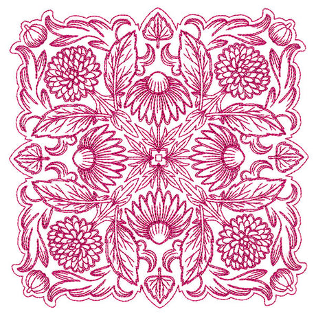 Blissful Coneflower Kaleidoscope Square