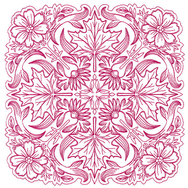 Blissful Aster & Maple Kaleidoscope Square