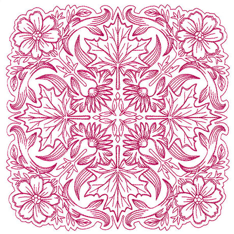 Blissful Aster & Maple Kaleidoscope Square