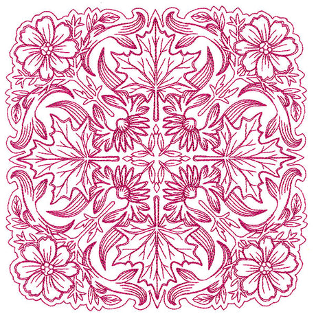 Blissful Aster & Maple Kaleidoscope Square