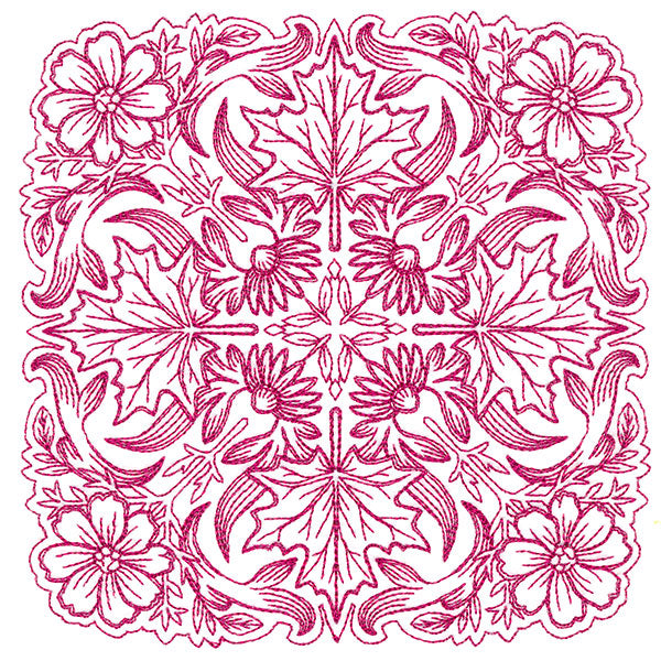 Blissful Aster & Maple Kaleidoscope Square