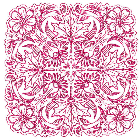 Blissful Aster & Maple Kaleidoscope Square