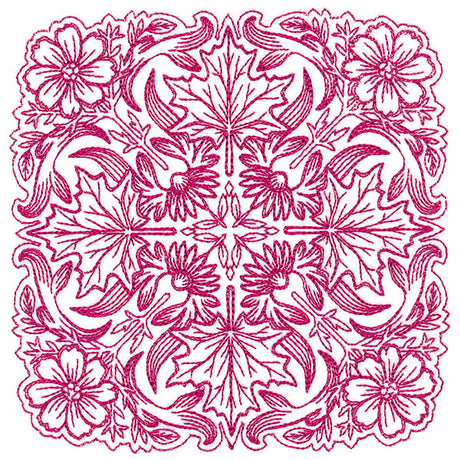 Blissful Aster & Maple Kaleidoscope Square