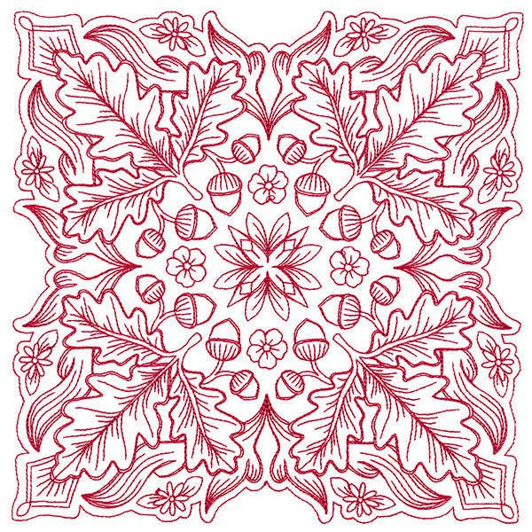 Blissful Oak & Acorns Kaleidoscope Square