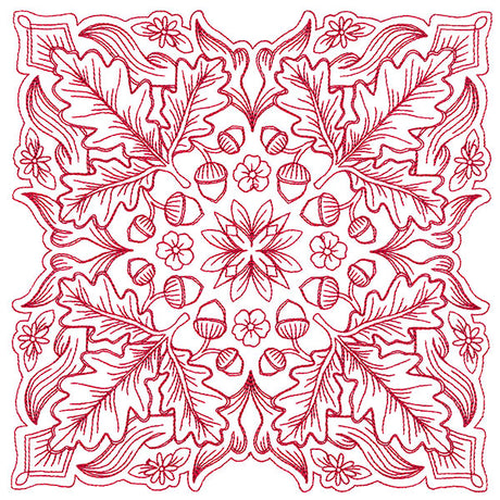 Blissful Oak & Acorns Kaleidoscope Square