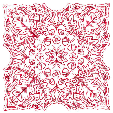 Blissful Oak & Acorns Kaleidoscope Square